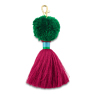 Pompom sleutelhanger groen.